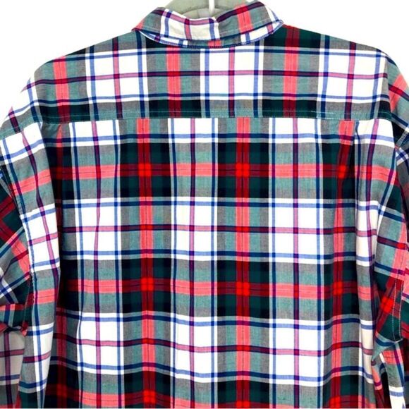 The Disney Store Mickey Mouse Red Green Cotton Plaid Button Down Retro Shirt - Picture 6 of 12